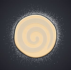 Kneading dough with flour. Vector illustration.