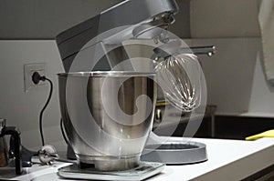 Kneading machine, kitchen view, preparing a cake