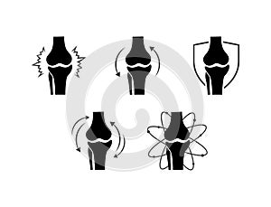 Knee bones vector. Human bone and joint icon set. Rheumatology and traumatology, vector design and illustration.