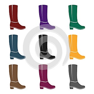 Knee high boots icon in black style isolated on white background. Shoes symbol stock vector illustration.