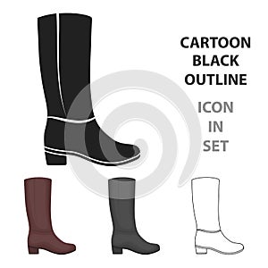 Knee high boots icon in cartoon style isolated on white background. Shoes symbol stock vector illustration.
