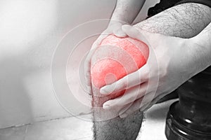 Knee injury in humans .knee pain,joint pains people medical, mono tone highlight at knee