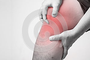 Knee injury in humans .knee pain,joint pains people medical, mono tone highlight at knee