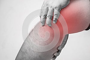 Knee injury in humans .knee pain,joint pains people medical, mono tone highlight at knee