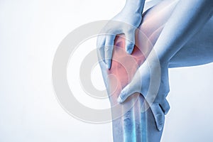 Knee injury in humans .knee pain,joint pains people medical, mono tone highlight at knee