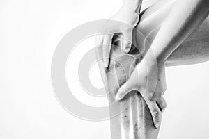Knee injury in humans .knee pain,joint pains people medical, mono tone highlight at knee