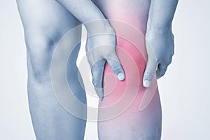 Knee injury in humans .knee pain,joint pains people medical, mono tone highlight at knee