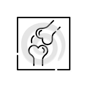 Knee joint bone x-ray. Radiological medical imaging. Pixel perfect, editable stroke