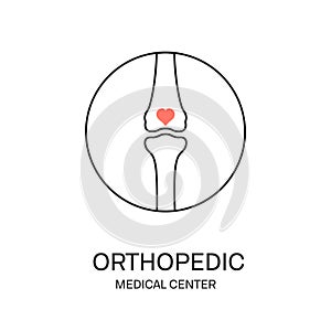 Knee joint bones orthopedics  medical clinic logo