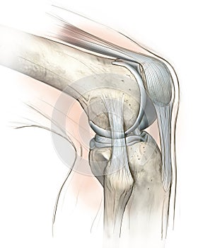 Knee joint, medical illustration