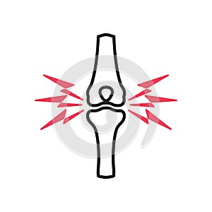 Knee joint pain medical icon in linear style
