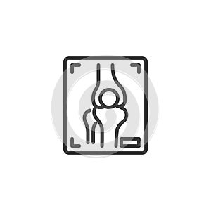 Knee joint X-Ray line icon