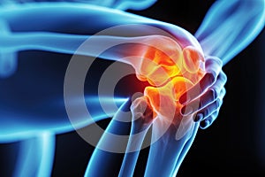 Knee pain, joint inflammation, bone fracture, osteoarthritis, leg injury, AI Generated