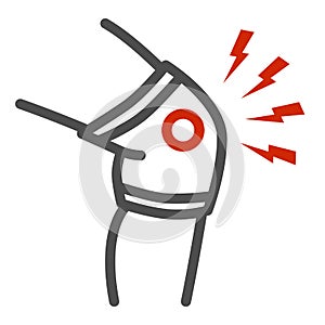 Knee pain line icon, Body pain concept, Discomfort in joint leg sign on white background, leg ache icon in outline style