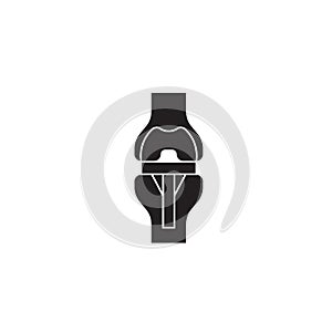 Knee replacement surgery black vector concept icon. Knee replacement surgery flat illustration, sign