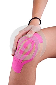 Knee treated with kinesio tape therapy