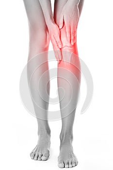 Knee and and X-ray effect with an injured joint