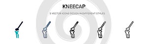 Kneecap icon in filled, thin line, outline and stroke style. Vector illustration of two colored and black kneecap vector icons