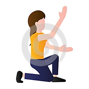 Kneeling woman pose Vector