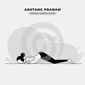 Knees Chest Chin Yoga Pose Illustration