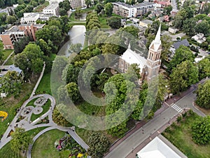 Kneipp Garden park aerial view in Birstonas