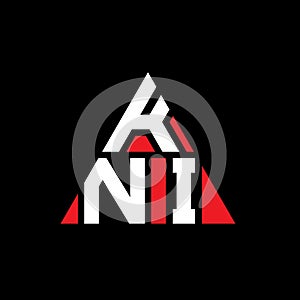KNI triangle letter logo design with triangle shape. KNI triangle logo design monogram. KNI triangle vector logo template with red