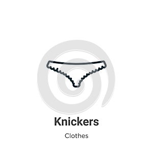 Knickers outline vector icon. Thin line black knickers icon, flat vector simple element illustration from editable clothes concept