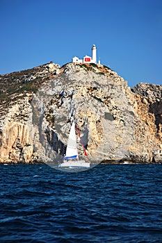 Knidos lighthouse at the south western point of Tu