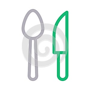 Knif spoon food cream pack vector   color line icon