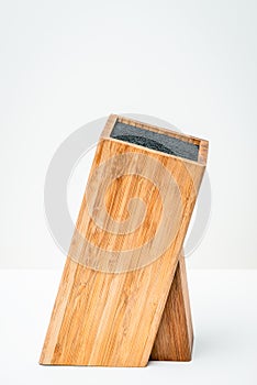 Knife block bamboo isolated single one no knives on it