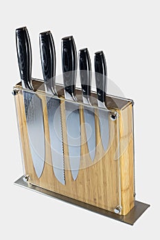 Knife block set isolated on white background