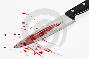 Knife with blood. Crime. A murder weapon.