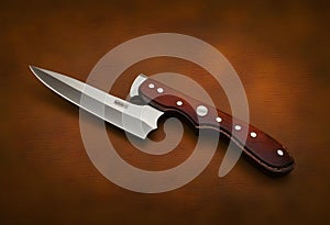 Knife on brown background