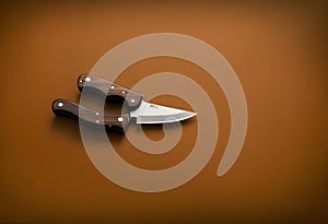 Knife on brown background