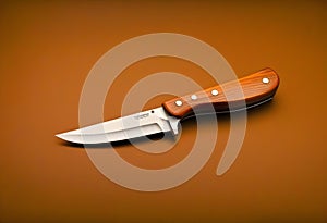 Knife on brown background