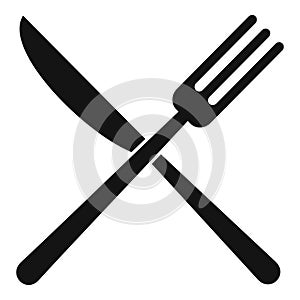 Knife cross fork icon, simple style