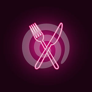 Knife and folk neon icon. Elements of fast food set. Simple icon for websites, web design, mobile app, info graphics