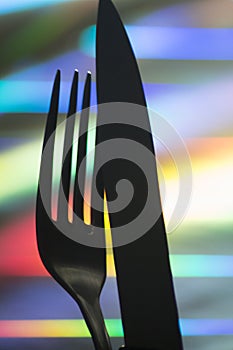 Knife and fork dining symbol silhouette