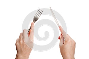 Knife and fork in hands