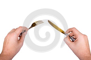 Knife and fork in hands