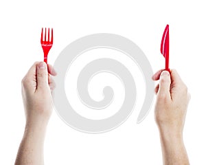 Knife and fork in hands