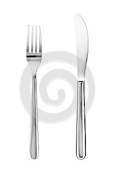 Knife and fork isolated on white