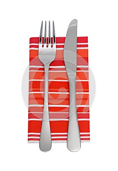 Knife, fork, napkin