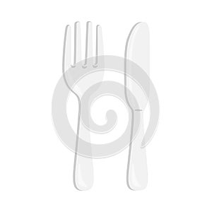 Knife and Fork Sign Emoji Icon Illustration. Cutlery Vector Symbol Emoticon Design Clip Art Sign Comic Style.