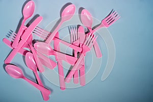Knife fork spoon plastic ecology pink blue