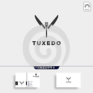 knife fork spoon tuxedo simple flat logo design  illustration