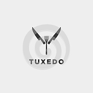 knife fork spoon tuxedo simple flat logo design  illustration