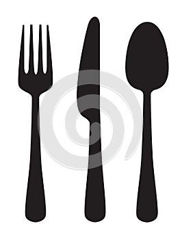 Knife, fork and spoon