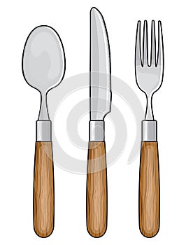 Knife, fork and spoon photo