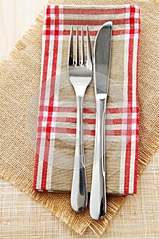 Knife and fork table setting